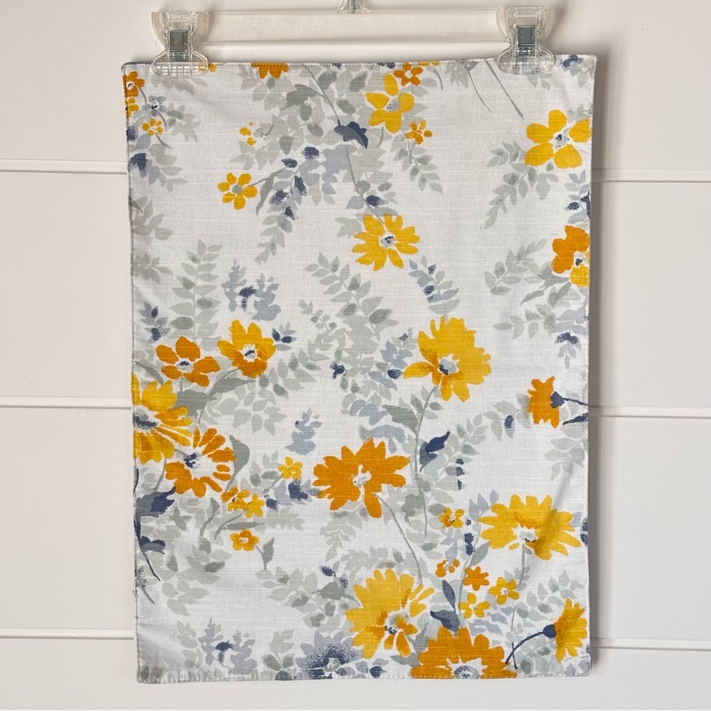 Nicole Miller Yellow and Blue Floral Reversible Stripe Cotton Placemats Set of 6